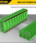 Image of a green 10 Slot Pliers Organizer Rack with non-slip rubber base, modular design, and expandable slots for tool storage.