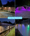 Solar Fence Lights Outdoor Waterproof LED Color Changing And Warm White Dope Color Options With 4 Modes For Backyard