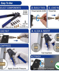 Step-by-step use of 420 Piece Imperial Rivet Nut Kit with Carbon Steel Threaded Inserts for automotive projects.