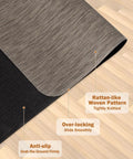 Close-up of a Large Office Chair Mat For Hardwood Floors 35.4 By 47.2 Inches Anti Slip PVC Desk Rug with Rattan Pattern on hardwood floor