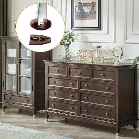 Heavy Duty Ball Bearing Drawer Slide Kit With Rock Solid Metal Backing For Smooth As Butter Cabinet Roll Upgrade Replacement Hardware Two Full Sets Ready For Easy Install Today displayed on dresser with drawer slides and hardware visible.