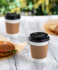 12 Oz Disposable Coffee Cups With Lids And Heat Resistant Sleeves, 100 Sets For Grab And Go Coffee, Travel And Office Use