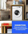 Wooden fitting around washing machine with 65mm clearance suggestion for door installation