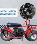High Performance Carburetor Air Filter Adapter Jet Kit Upgrade installed on red mini bike compatible with GX160 GX200 212cc engines