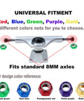 Color options for universal fitment nuts for Blue Skateboard Truck Nuts And Axle Washers And Precision Spacers Pro Grade Hardware Kit