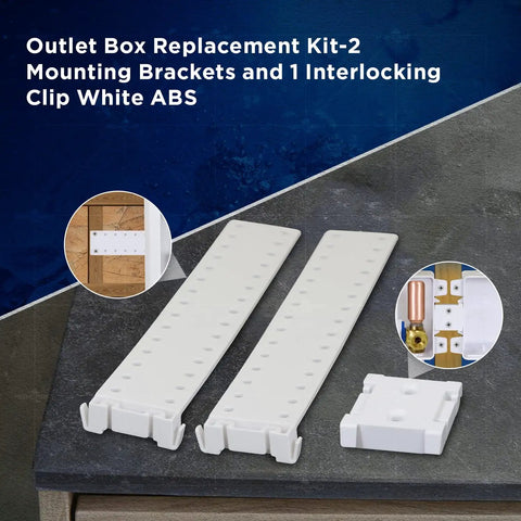 Set Of 2 Icemaker Outlet Box Mounting Brackets With Interlocking Center Clip Replacement for Universal Supply Outlet Boxes