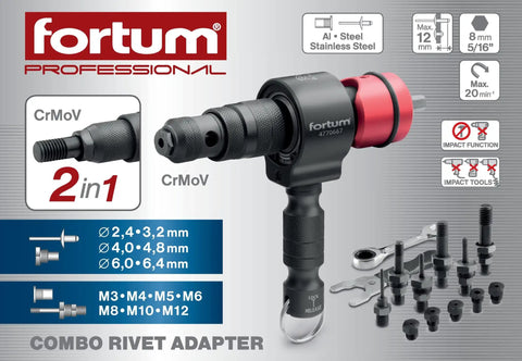 2-In-1 Rivet Attachment For Blind Rivets And Rivet Nuts With T-Handle