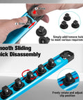 Magnetic Socket Organizer Set For 1/4 3/8 And 1/2 Inch Sockets Aluminum Alloy Socket Rail With 96 Clips demonstration
