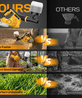 Comparison of cordless handheld spreader for lawns compatible with Dewalt 20V max batteries versus traditional spreader.