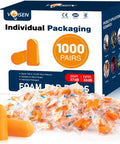 Ultra Soft Foam Ear Plugs For Sleep And Travel, 1000 Pairs, 32 dB NRR And 37 dB SNR Noise Reduction displayed with packaging