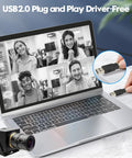 Top Tier High Speed Monochrome Usb Camera Boasting Rock Solid Global Shutter Tech Cuts Rolling Artifacts Dead Flat connected to laptop for video calls.