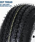 Close-up view of wet tread pattern on 4.80-12 Bias Ply Trailer Tire from Wheel Assembly Set for Utility Boat Camper Trailers