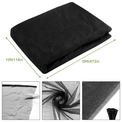 39 By 10 Foot Mosquito Netting For Garden And Patio, Bird And Bug Guard, Breathable Polyester Plant Covers, Cuttable With 100 Straps