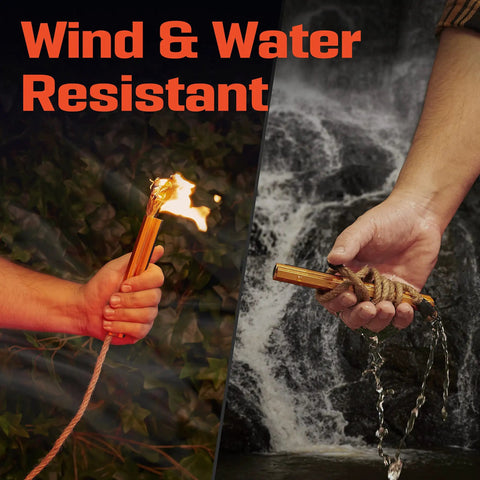 All In One Flint And Steel Fire Starter Kit With Ferro Rod Waterproof 36 Inch Wick Rope Steel Striker Windproof And Rainproof Sparks in use
