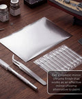 Mirror Chrome Aluminum Foil For Model Cars And Aircraft 2 Pack Bare Metal Sheets with knife, tweezers, swabs
