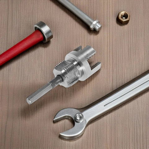 Heavy Duty Electric Drill Pipe Threader For Ppr Pipes Crafted From Durable Carbon Steel, detailed components on wooden surface.