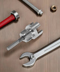 Runrotoo Electric Pipe Threader For Ppr Polypropylene Pipes Precision Carbon Steel Construction tool components on wood surface.