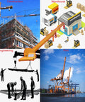 Heavy Duty Forklift Telescopic Jib Boom Attachment With Adjustable Mobile Crane Hoist Rock Solid Steel Truss design in construction setting.