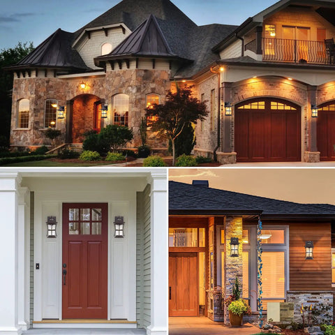 Two Pack Motion Sensor Outdoor Lights Dusk To Dawn Oil Rubbed Bronze Porch Lights on house and garage exteriors