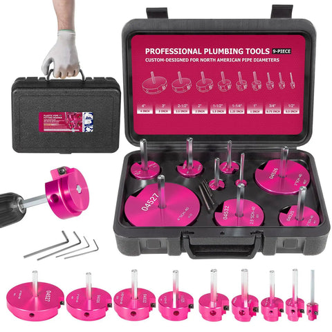 9-Piece PVC Pipe Reamer Kit With Nine Reamers In 1/2 In 3/4 In 1 In 1-1/4 In 1-1/2 In 2 In 2-1/2 In 3 In 4 In For Standard 1/2 In Drills