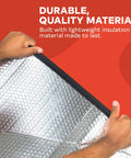 Hands holding durable, lightweight insulation material for Attic Stair Cover 25x54x11 Inches With Easy Access 2 Zip Design For Quick Attic Access And Superior Insulation R15.5.