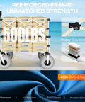 Heavy Duty Double Decker Beach Wagon Cart With 500Lb Load Capacity, 400L Dual Level Storage, Balloon Wheels For Sand, Blue