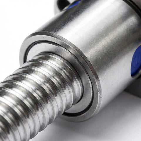 Close-up of SFU2005 Ball Screw Kit With Single Nut 20mm Diameter 5mm Pitch Left Hand Thread End Machined showing precision details.