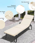 Outdoor Chaise Lounge Cushions 72 Inch By 21 Inch By 3 Inch Four Section Folding Design With Ties All Weather Waterproof And Fade Resistant Replacement Cushion For Pool Patio Deck Beige Two Pack