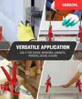 Herron 2 Pack Labor Saving Arm Jacks shown in use for doors and cabinets, highlighting ergonomic handles and practicality.