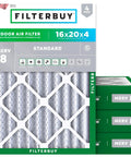 16x20x4 MERV 8 Pleated Air Filter for HVAC Systems, Beat Dust And Allergies, Electrostatic Replacement, 4 Pack, Universal Fit