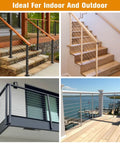 Hidden Cable Railing Kit for 2x2 Posts Twenty Pack One Eighth Inch T316 Stainless Steel Swage Stud End Invisible Receiver System for Deck Railings Minimalist Hardware shown on deck, balcony, stairs, and porch.