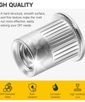 Close-up of Solid 50 Pack 3/8 304 Stainless Steel Rivet Nuts showcasing knurled grip and smooth surface for auto repair.