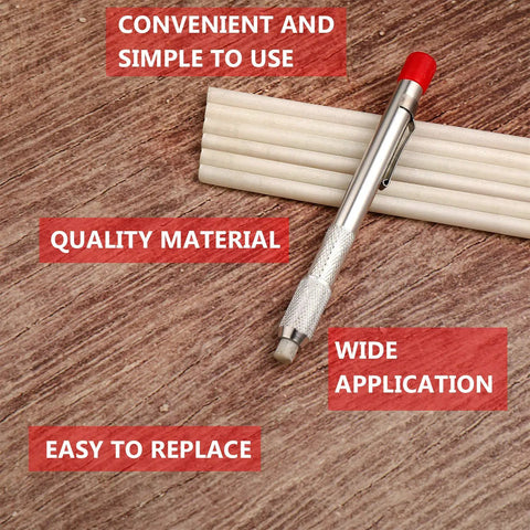 Two Pro Grade Soapstone Marker Pencil Sets With 12 Refills For Welding, Metalworking And Fabrication on wooden surface