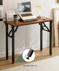No Fuss Folding Laptop Desk For Small Spaces That Sets Up In Seconds 35.8 Inch Portable Table shown in use with laptop and coffee mug