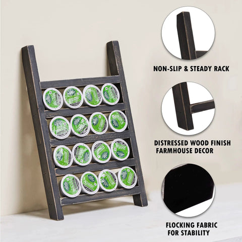 Countertop K Cup Holder For Your Dope Coffee Bar, Rustic Wood Pod Organizer, Farmhouse Style Coffee Station Decor with 20 K Cups