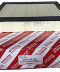 Toyota Engine Air Filter 17801-0P100 OEM Denso Direct Replacement Made In USA for select models on packaging box.