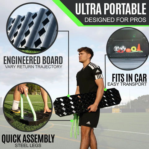 4-In-1 Soccer Rebounder Board For Backyard Training, Portable Dual Surface And Dual Angle Rebounds With Carry Case