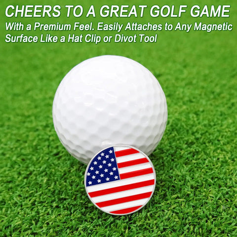 Golf Ball Markers With Hat Clip Set, Dope Assorted Pattern Markers And American Flag Design, Durable Iron Divot Tools