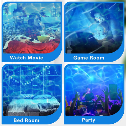 6 Piece Water Effect Projector Lights Set With Ocean Wave LED Night Light Rotating 360 Degree Ceiling Wall Projection scenes
