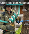 Arborist using Stainless Port-A-Wrap Arborist Rigging Tool For Tree Work to secure rope on tree, demonstrating controlled friction.