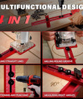 Sigerio 4-in-1 router jig, rose-red aluminum alloy circle-cutting guide for straight lines, grooves, and right angles.