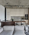 Six Light Track Lighting With Center Swivel Bar And Adjustable Heads In Matte Black Finish for Kitchens and Open Spaces