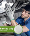 Person wearing Six Pairs Heavy Duty Safety Work Gloves With ANSI Level 6 Abrasion Resistance And ANSI A2 Cut Resistant Grip