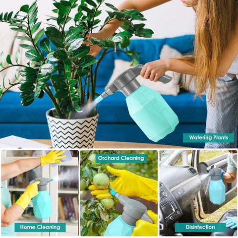 Half Gallon Electric Spray Bottle Mister For Indoor And Outdoor Plants in use for various cleaning and gardening tasks
