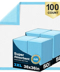 Top Shelf Extra Large Disposable Bed Pads Designed To Quickly Absorb And Lock Fluid Without Leaking For Adult Incontinence Or Puppy Training, 3XL, 36x36in, pack of 100.