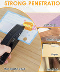 Heavy Duty 15 mm Round Hole Punch Tool For Paper, 20 Sheets Capacity shown punching thin plastic card