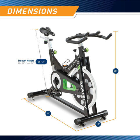 Revolution Indoor Bike Cycle Trainer For Home Cardio Sessions With Ergonomic Saddle And Road-Bike Feel, dimensions shown