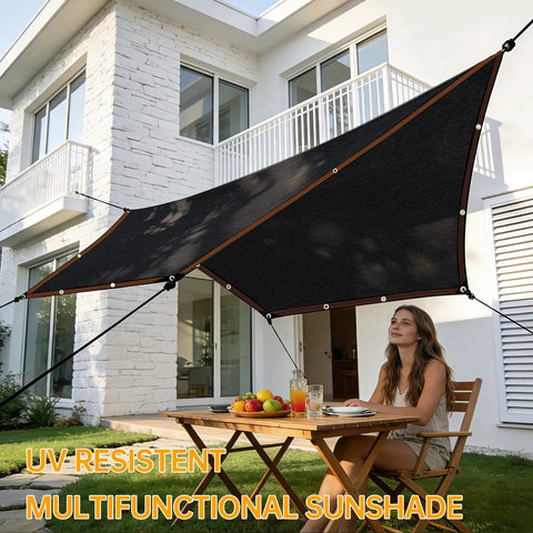 85 To 90 Percent Shade Cloth For Garden Plants Six By Three Point Two Feet Black Sun Block Shade Cover installed over patio