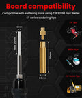 Eight Piece Soldering and Heat Set Tip Kit for Thread Inserts in 3D Printed Parts with dimensions and compatibility details