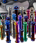 Pack Of 4 Grade 5 Titanium Torx Bolts M10 X 1.25 Pitch Brake Caliper Screws Dual Drive Flange Head assorted lengths in vibrant colors